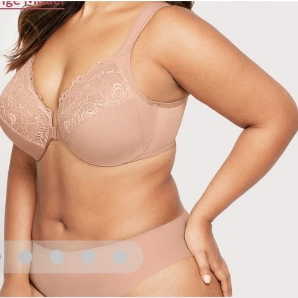 Glamorise Front-Closure WonderWire Bra 1245 Cappuccino Lace 36G NEW